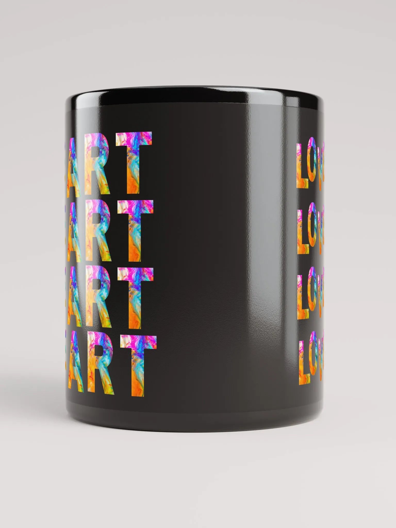 Trendy Black coffee mug for the artist in your family. Creative design ‘LOVE ART’ Perfect gift for artist friend, mom dad. product image (10)