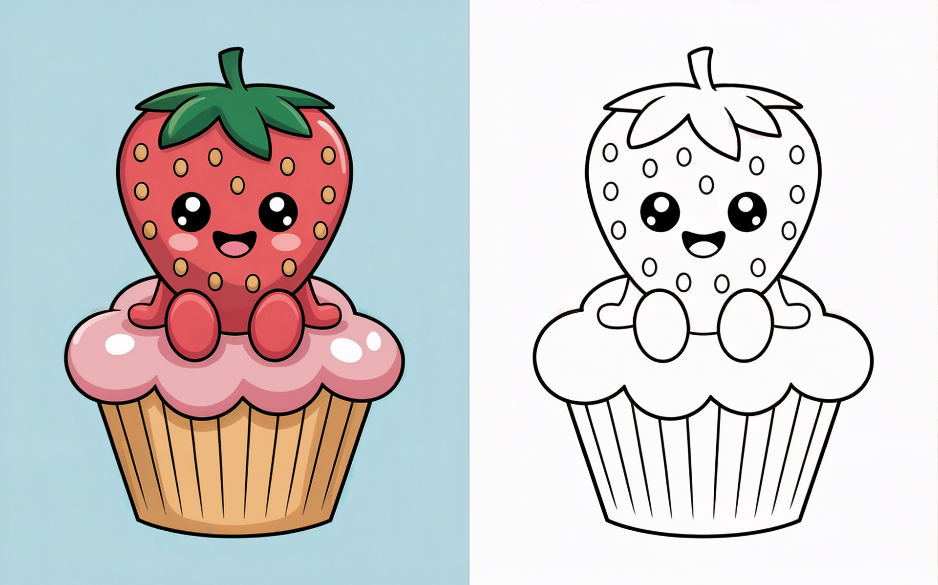 Cute Strawberry Coloring Pages | 20+ Sweet Designs | Black & White + Colored Reference Pack product image (2)