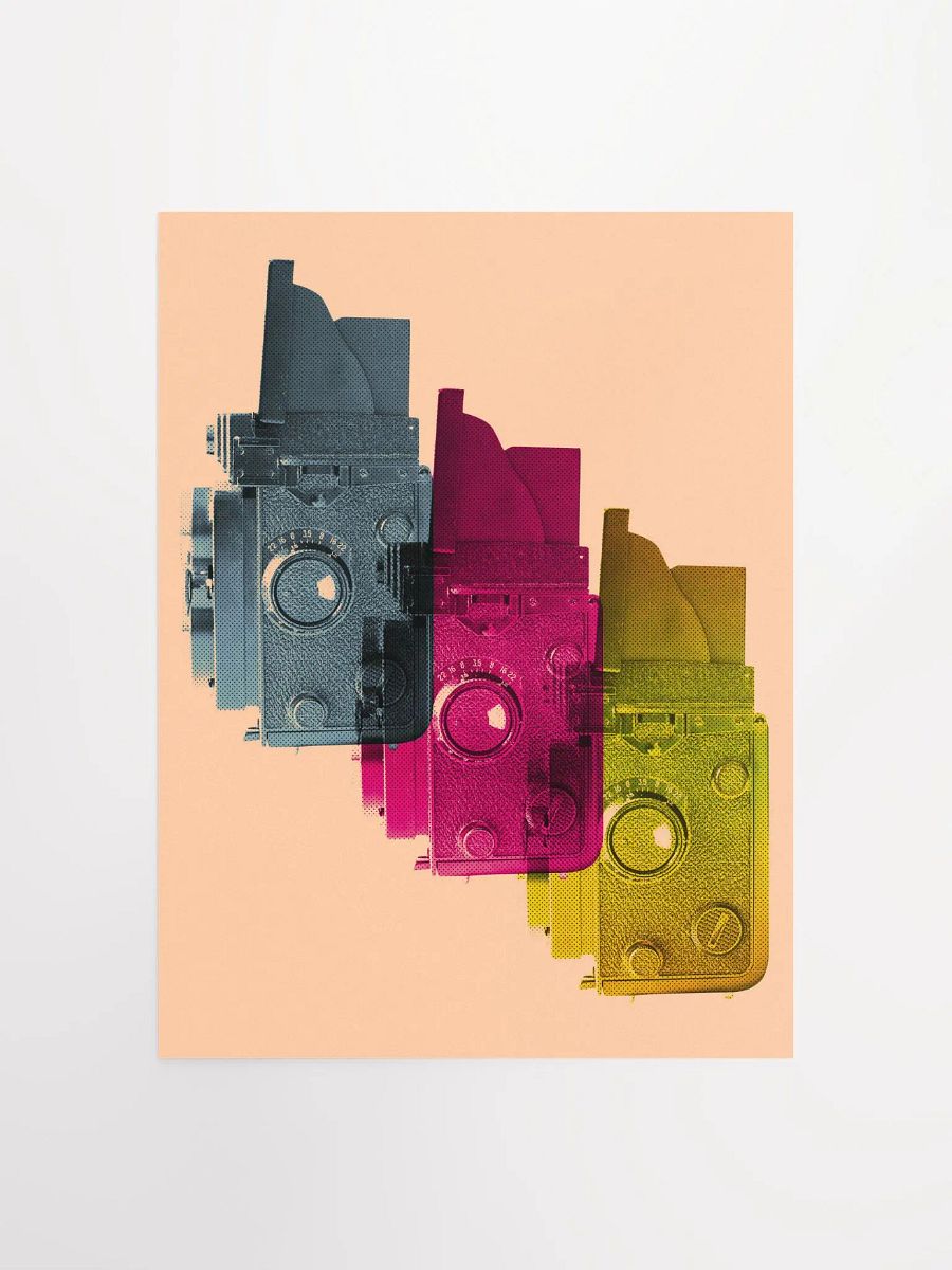 Vintage camera tri-colour print product image (2)
