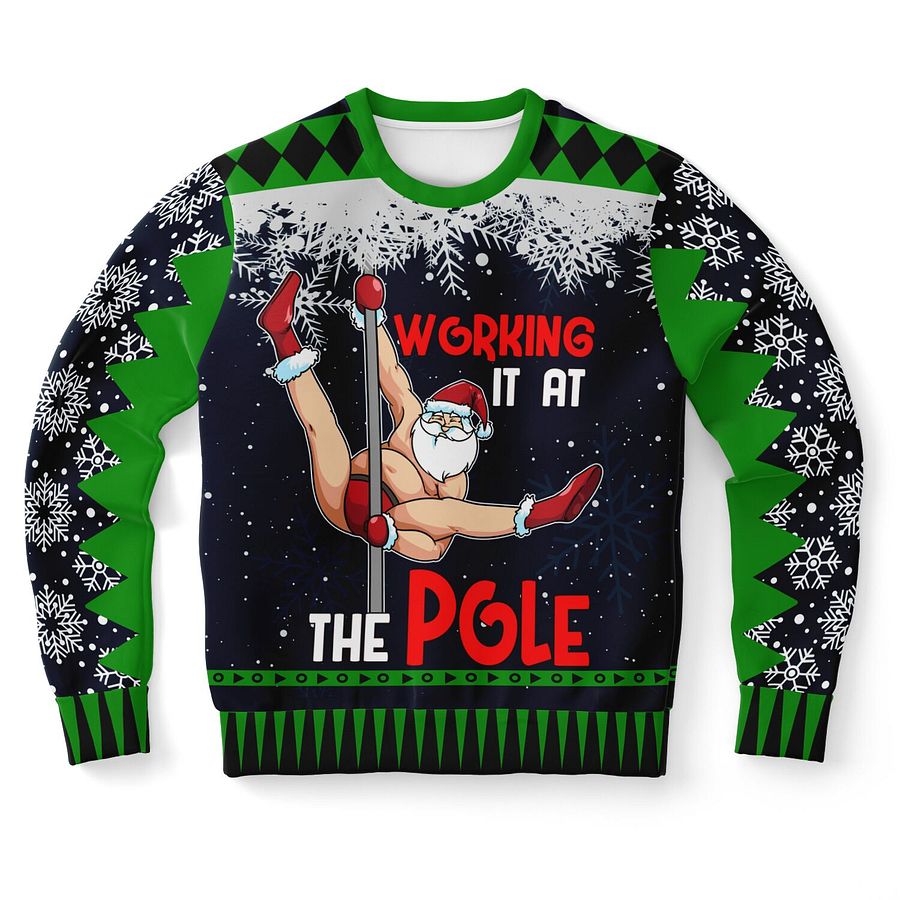 “Working It at the Pole” Funny Christmas Sweatshirt | Holiday Party Jumper | Santa Workout Humor | Unisex Adult Holiday Gift product image (9)