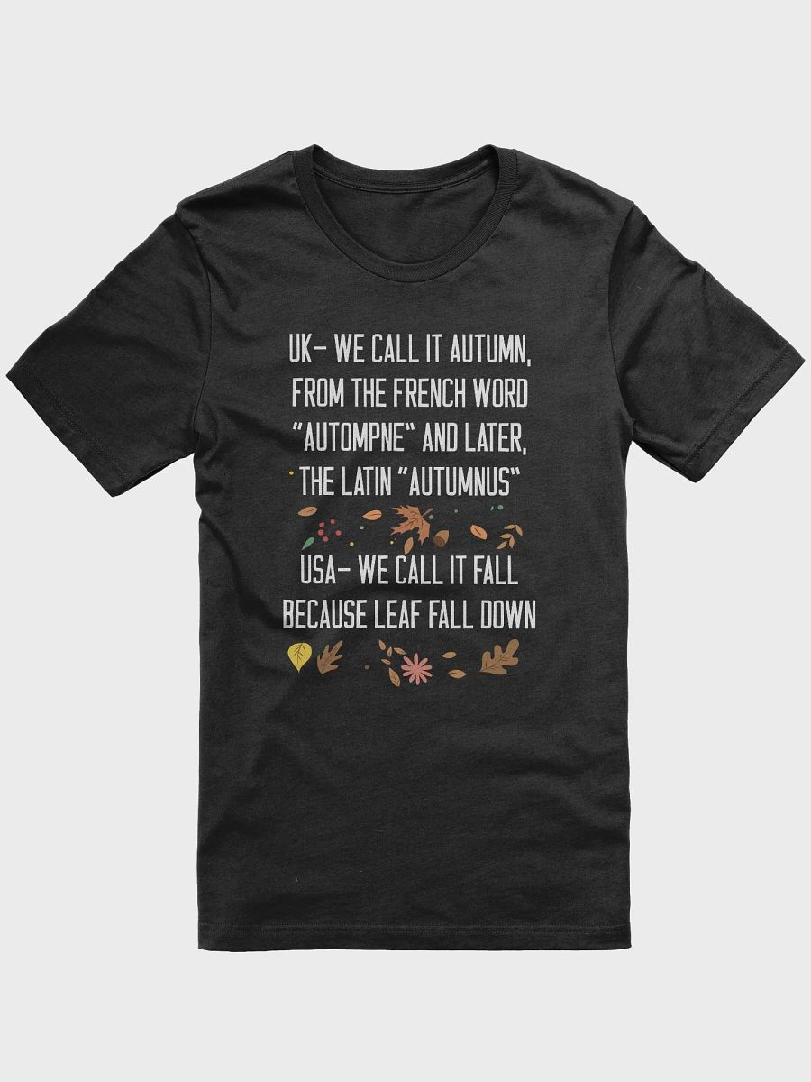 🍁 UK vs USA Autumn Humor T-Shirt | Funny Fall Word Origins Shirt | Quirky Autumn Season Tee product image (7)
