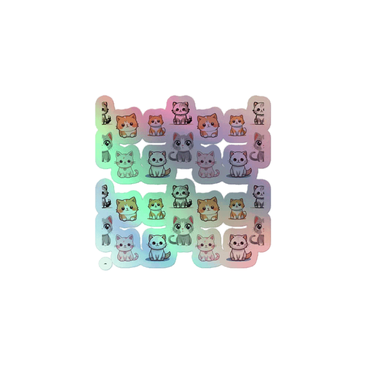 Whimsical Cat Party Holographic Sticker Sheet product image (1)