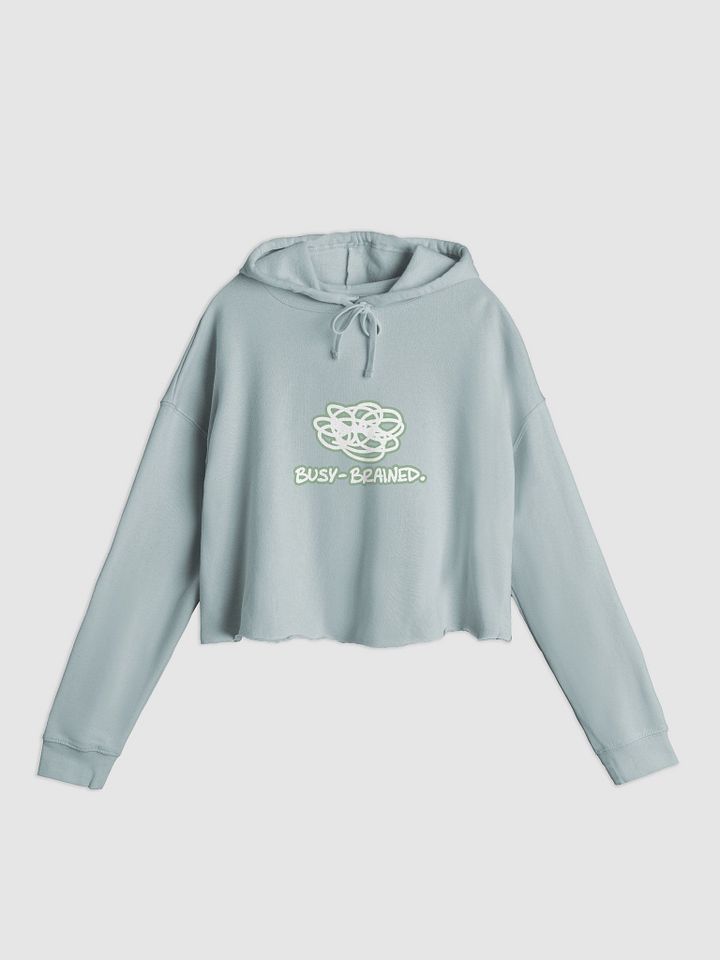 BUSY-BRAINED (lined design, #96B697) lightweight cropped hoodie product image (7)