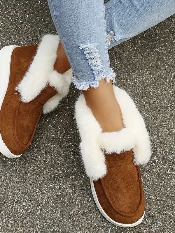 Women Moccasin Faux Fur Lined Slipper Ladies Winter Warm Boots Suede Ankle Shoes product image (4)