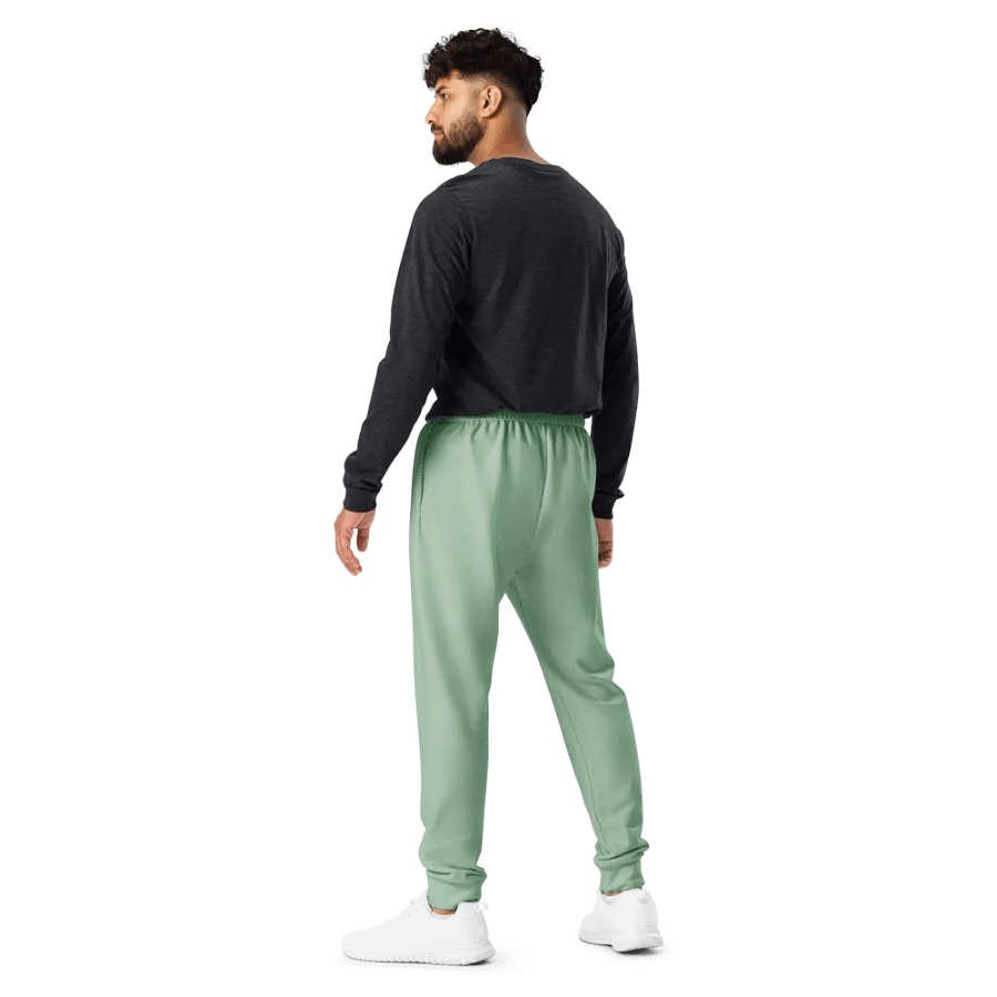 Plain Light Sage Green Soft Summer Recycled Polyester Premium Men's Joggers by Treasure Pie product image (10)