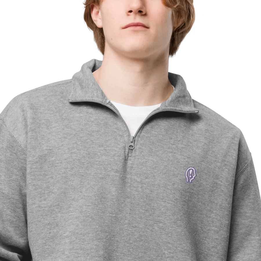 EXCLAIMING MENTALLY (purple and white design) embroidered quarter zip product image (10)