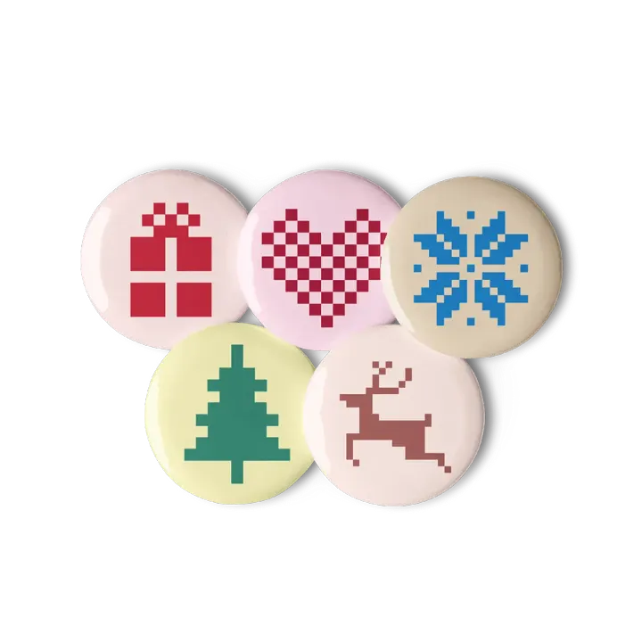 Pixelated Holiday Pin Buttons product image (2)