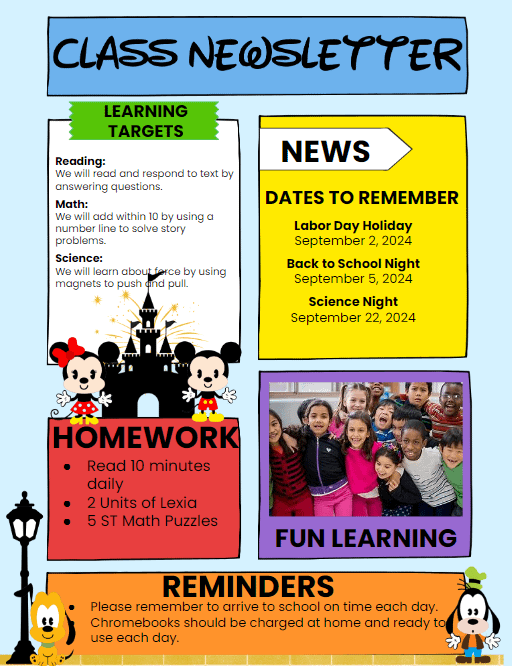 Disney Back to School Class Newsletter product image (1)