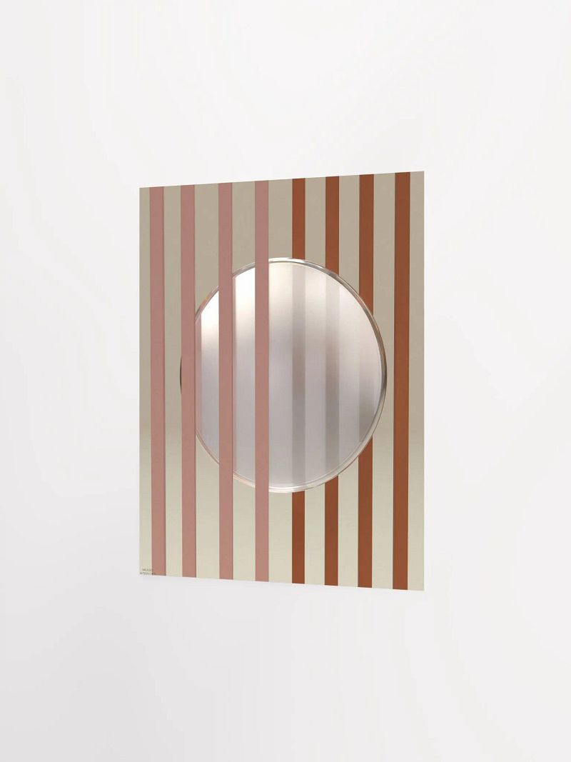 Minimalist 3D Digital Art | Pink and Brown Lines White Circle on Nude Background