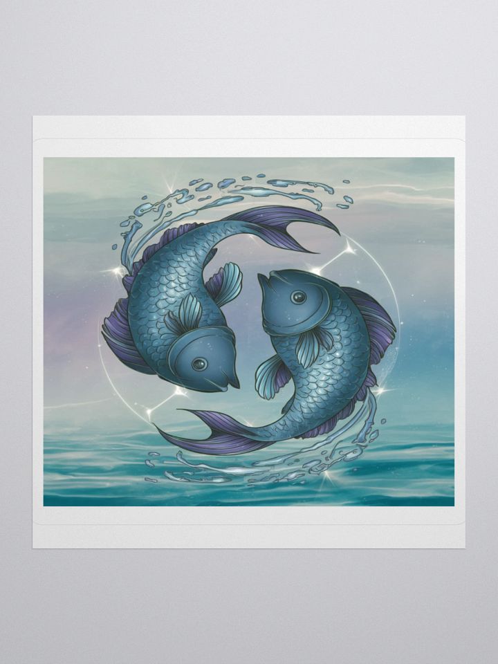 Exclusive Pisces Aquatic Sticker: Dual Fish in Water Swirl - Perfect for Cars, Laptops, and Astrology Fans! product image (2)