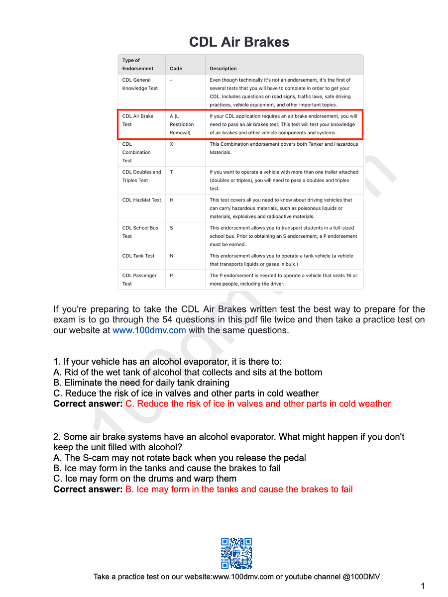 CDL Air Brakes Test (PDF file) product image (2)