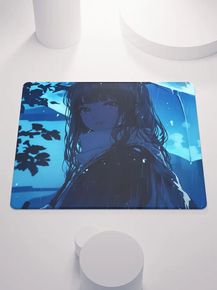 Anime Girl in the rain at night gaming mouse pad product image (1)