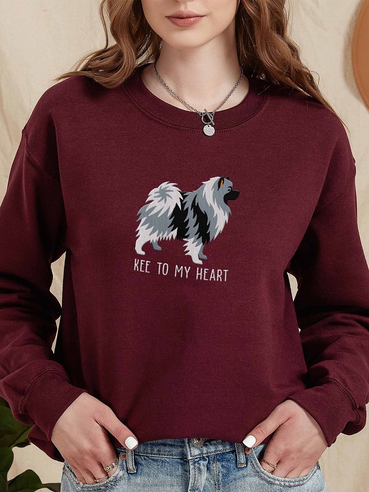 Kee to My Heart Sweatshirt (Embroidered) of a Keeshond(Gray) product image (2)