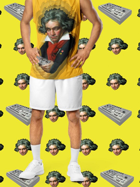 Roland van Beethoven by Frank Fonik (TB 303) classic synth Tribute Unisex Basketball Jersey product image (1)