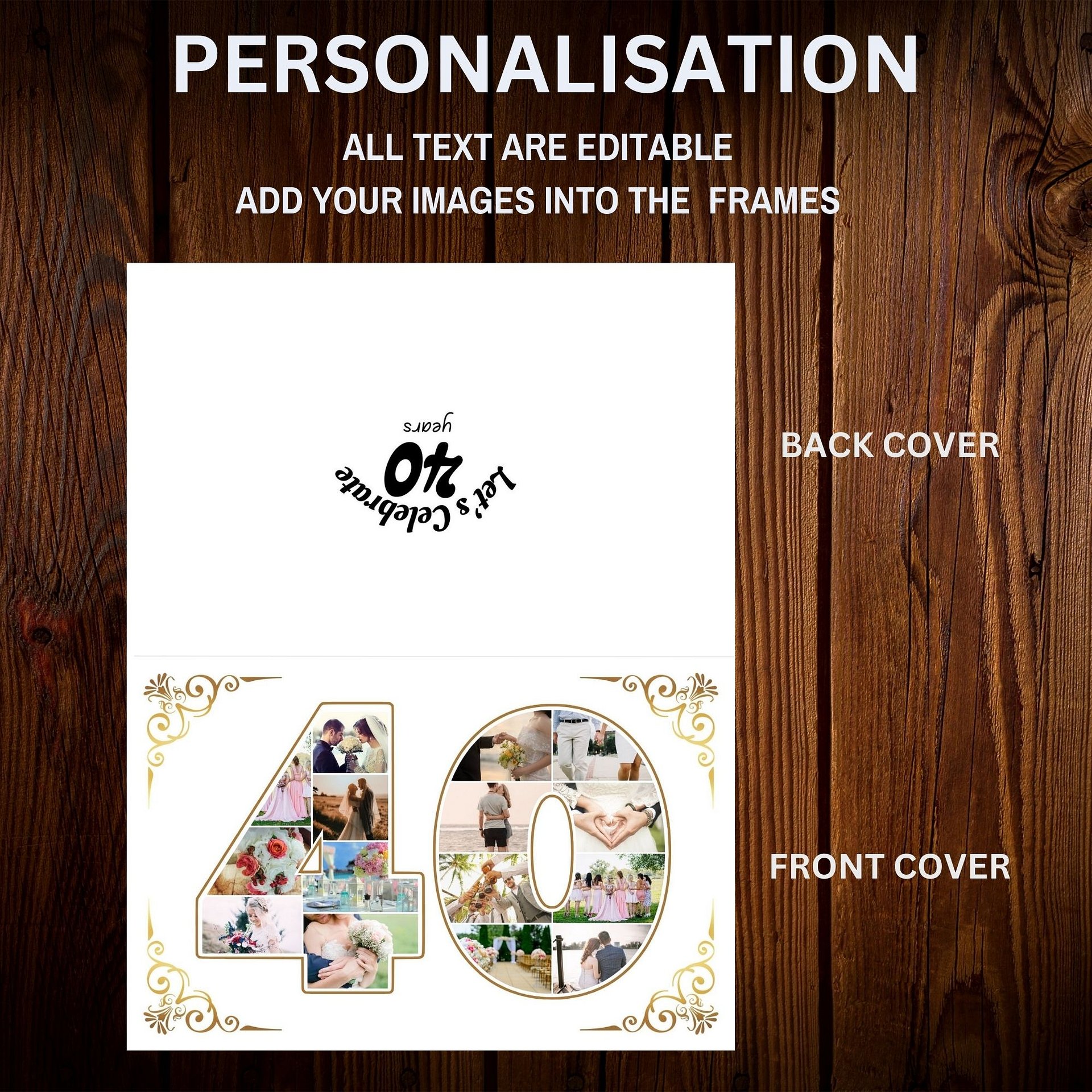 Forty Year Celebration Card Photo Collage Canva Template product image (7)