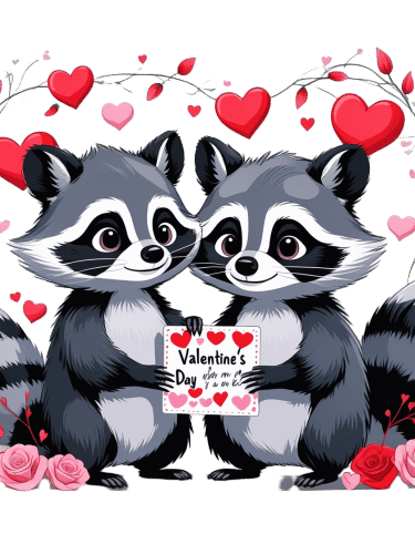 Valentines Day Racoons in Love product image (1)