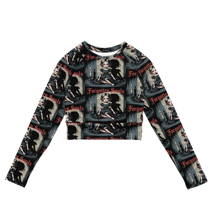 Midnight Veil Designs Gothic All-Over Print Long Sleeve Crop Top - Forgotten Souls Black product image (2)