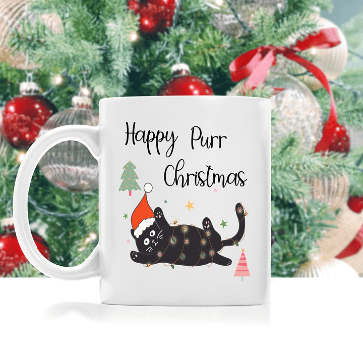 Happy Purr Christmas cat mug product image (2)