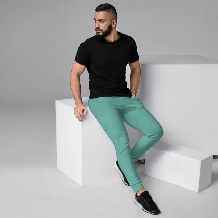 Plain Turquoise Green True Summer Recycled Polyester Premium Men's Joggers by Treasure Pie product image (3)