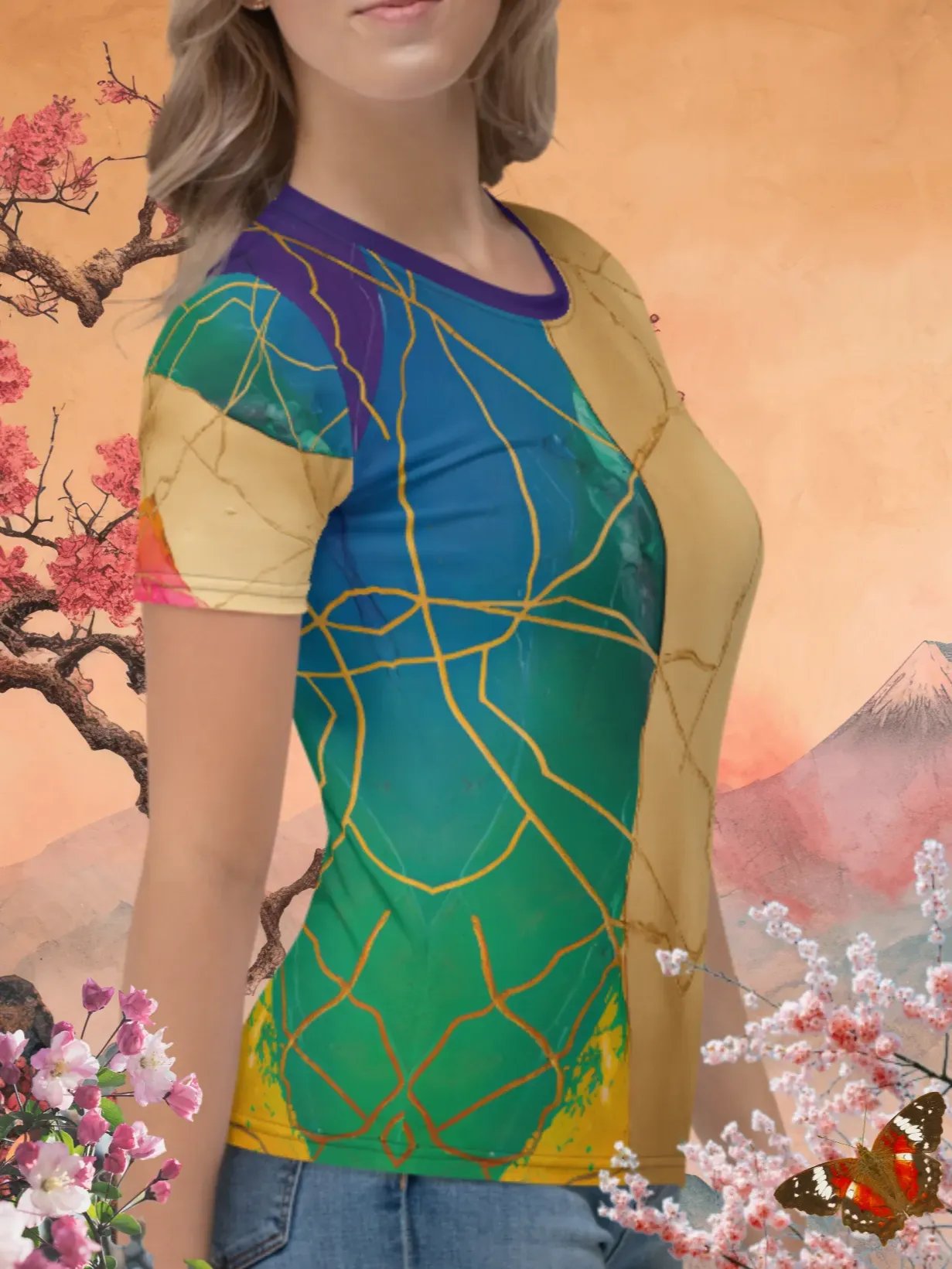 Elegant Kintsugi Print T-Shirt product image (3)