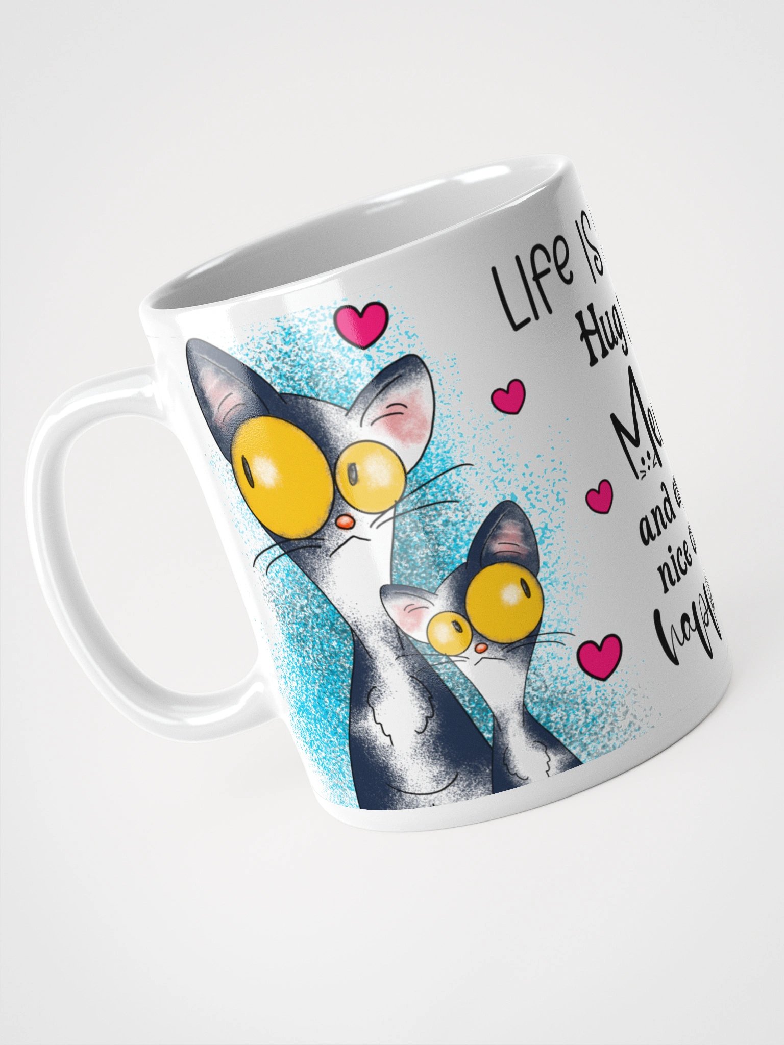 Meow Hug Life: White Glossy Mug product image (10)