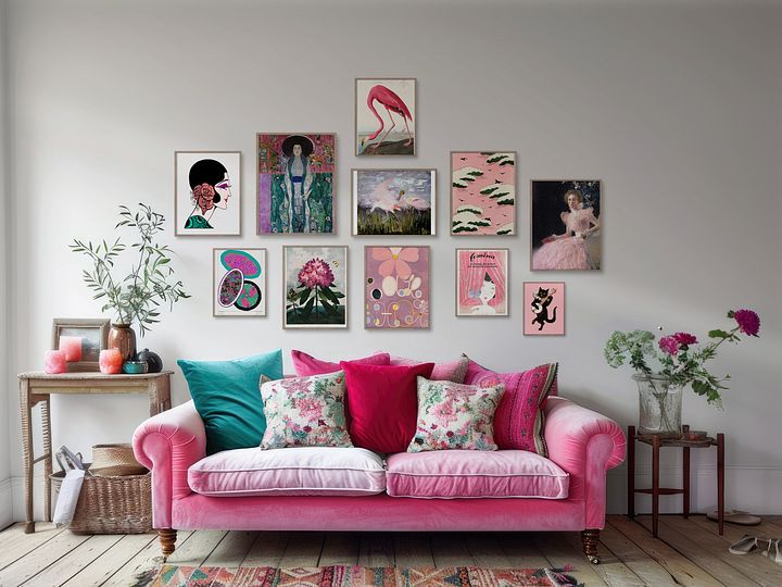 Eclectic Pink Flamingo Gallery Wall Set of 11 DIGITAL Prints product image (1)