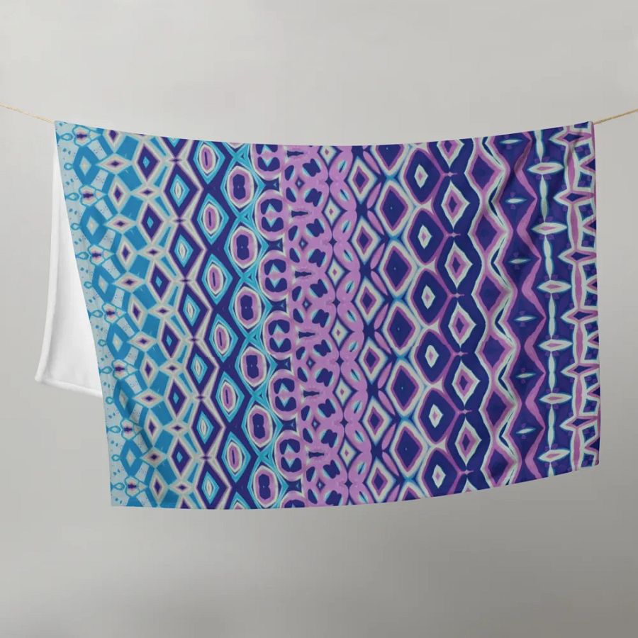 Blue, Navy & Pink Geometric Throw Blanket product image (10)