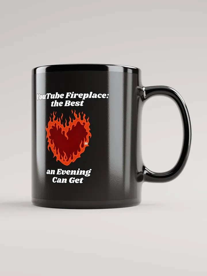 Flaming Heart - YouTube Fireplace: The Best an Evening Can Get | Black Glossy Mug product image (1)