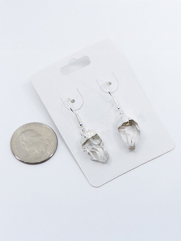 Clear Quartz Crystal Point Silver Earrings product image (2)