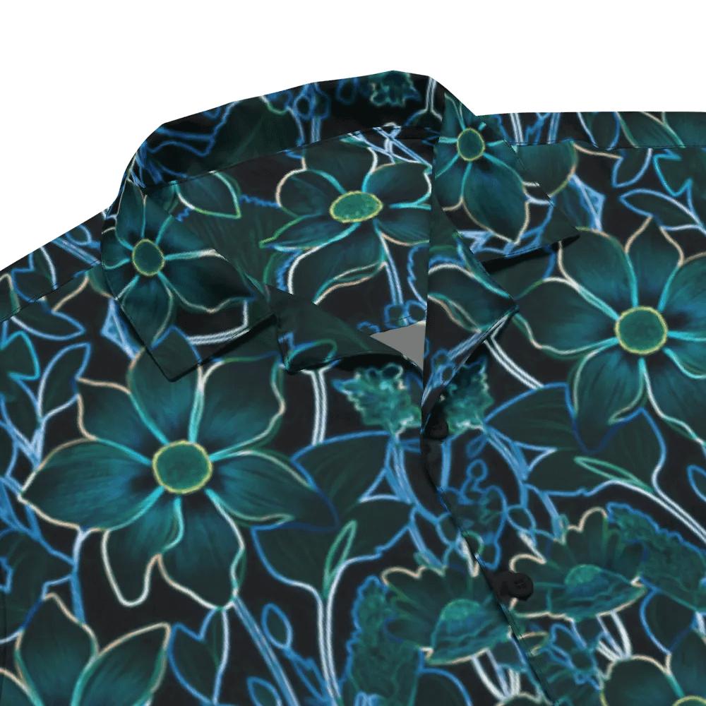 Trippy Floral in Teal and Blue/ Hawaiian Shirt by Sublicolor product image (3)