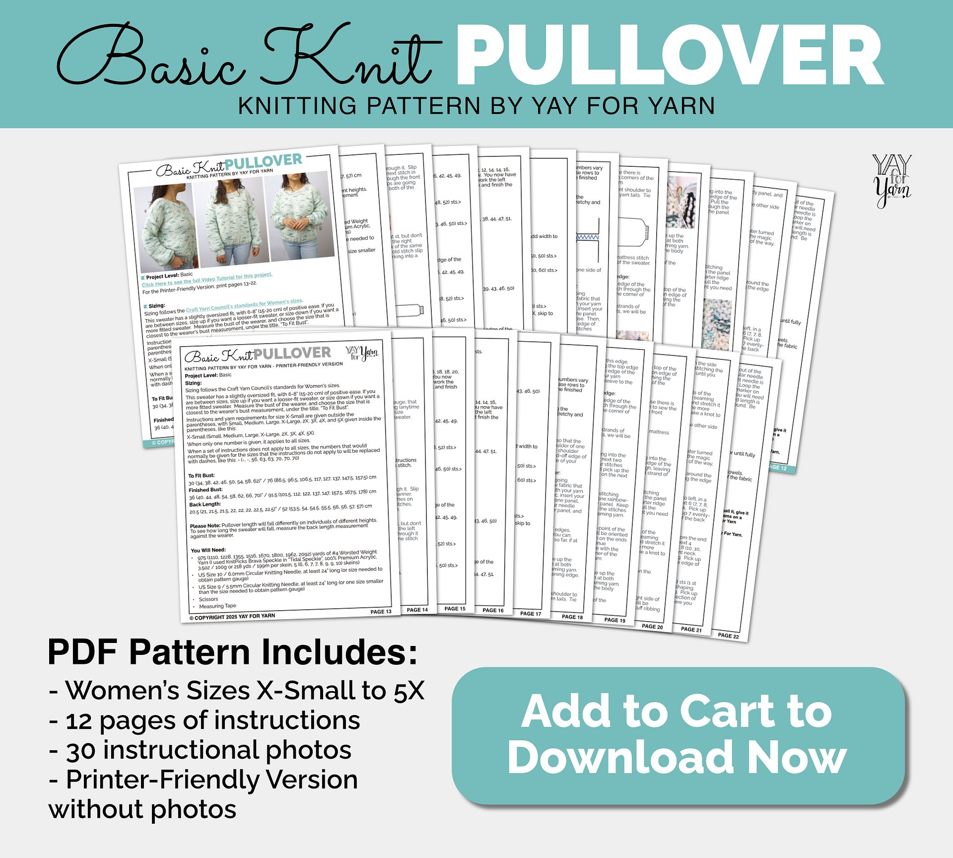 Basic Knit Pullover - PDF Knitting Pattern & Video Tutorial product image (8)