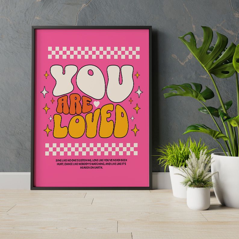 YOUR ARE LOVED Retro Typography Self-love Poster product image (6)
