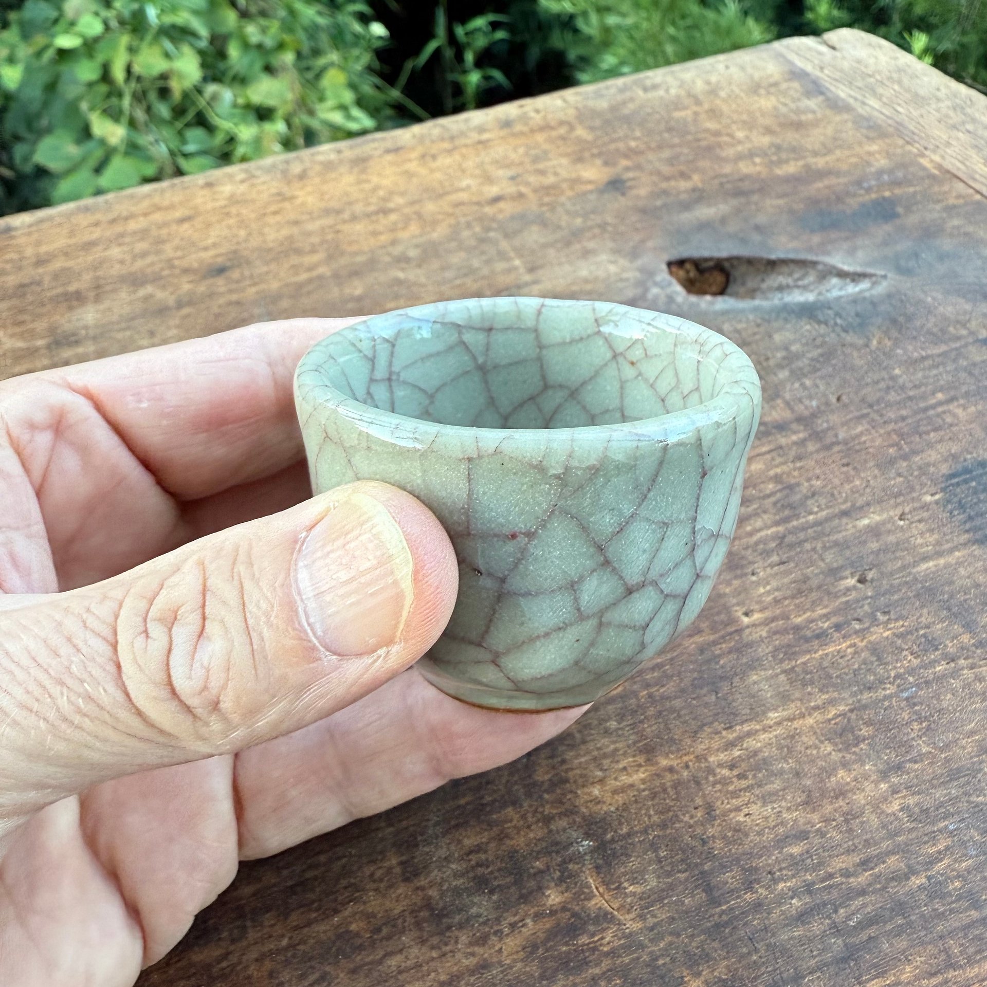 🎎 Crackle Glaze Japanese Sake Cup – Thick-Walled Stoneware – Japan Antique Roadshow product image (4)