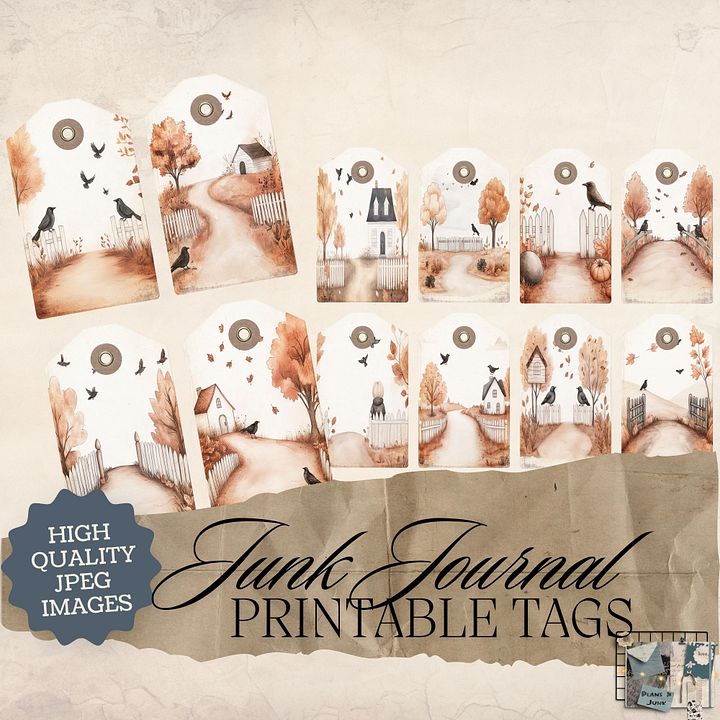 Autumn Crows - Printable Tags V4 product image (1)