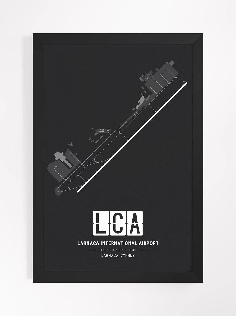 Framed Airport LCA Premium Map On Matt Paper