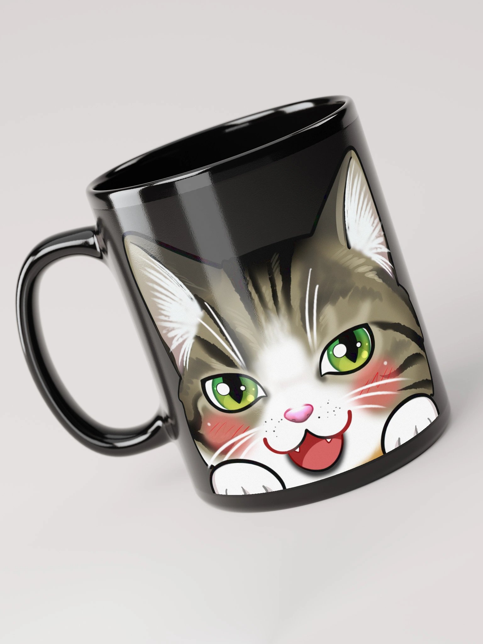Cat Mug (Black Glossy) product image (3)