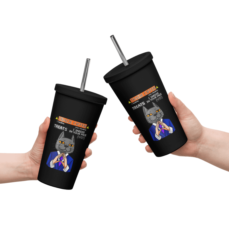 Trade Offer Human-Cat Meme Insulated Tumbler with a Straw - Multicolor product image (5)