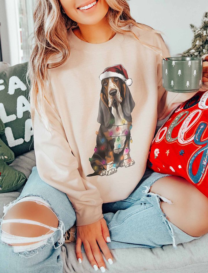Funny Basset Hound(Tricolor) Christmas Sweatshirt for Basset Hound Paw-rents product image (16)
