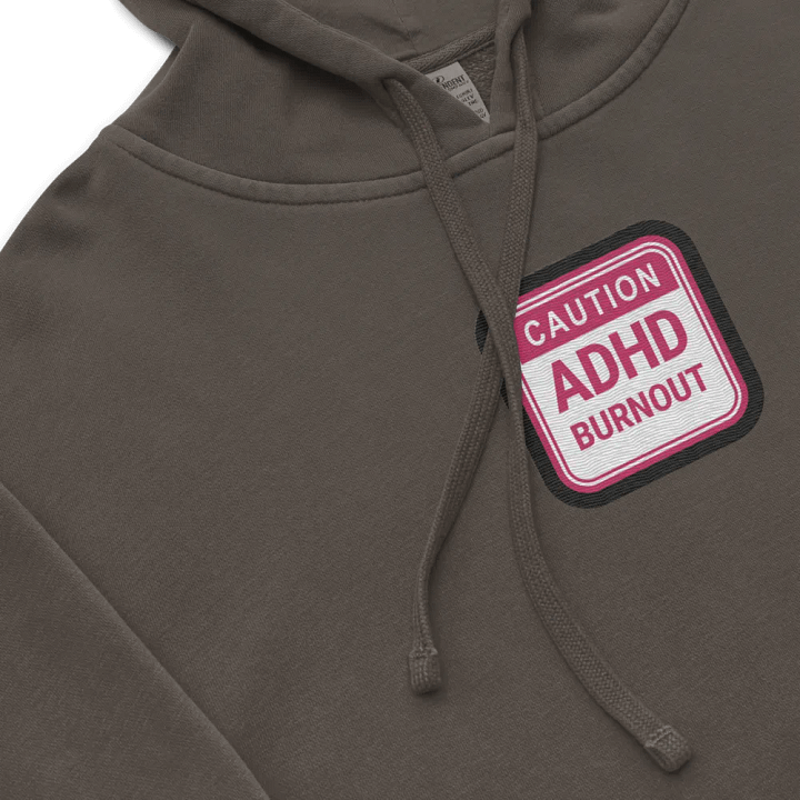CAUTION: ADHD BURNOUT embroidered pigment hoodie (pink bubble design) product image (1)