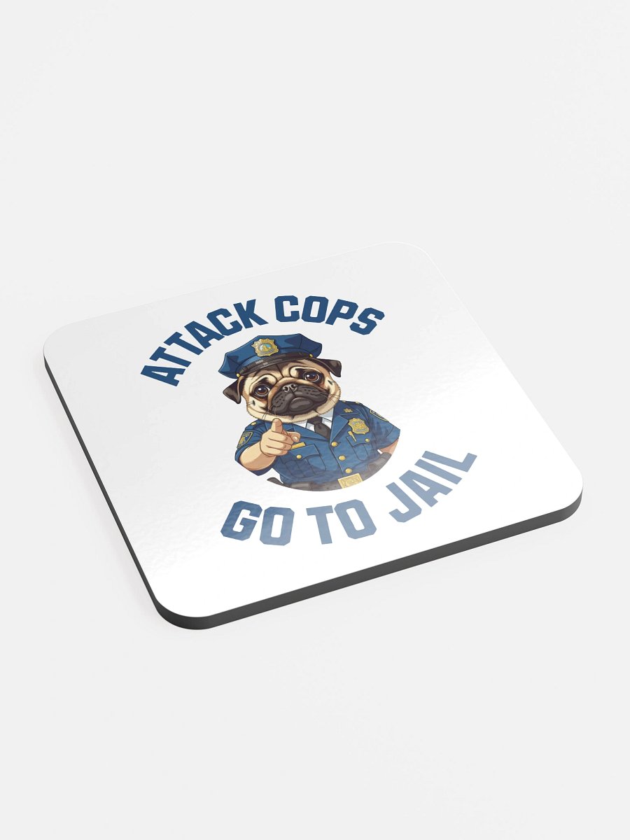 "Attack Cops Go to Jail" coasters - blue ink product image (2)