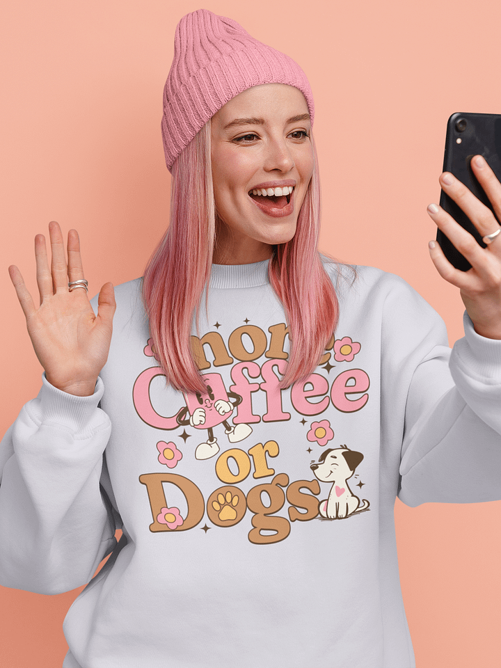 Caffeine & Canines Cartoon Sweatshirt product image (2)