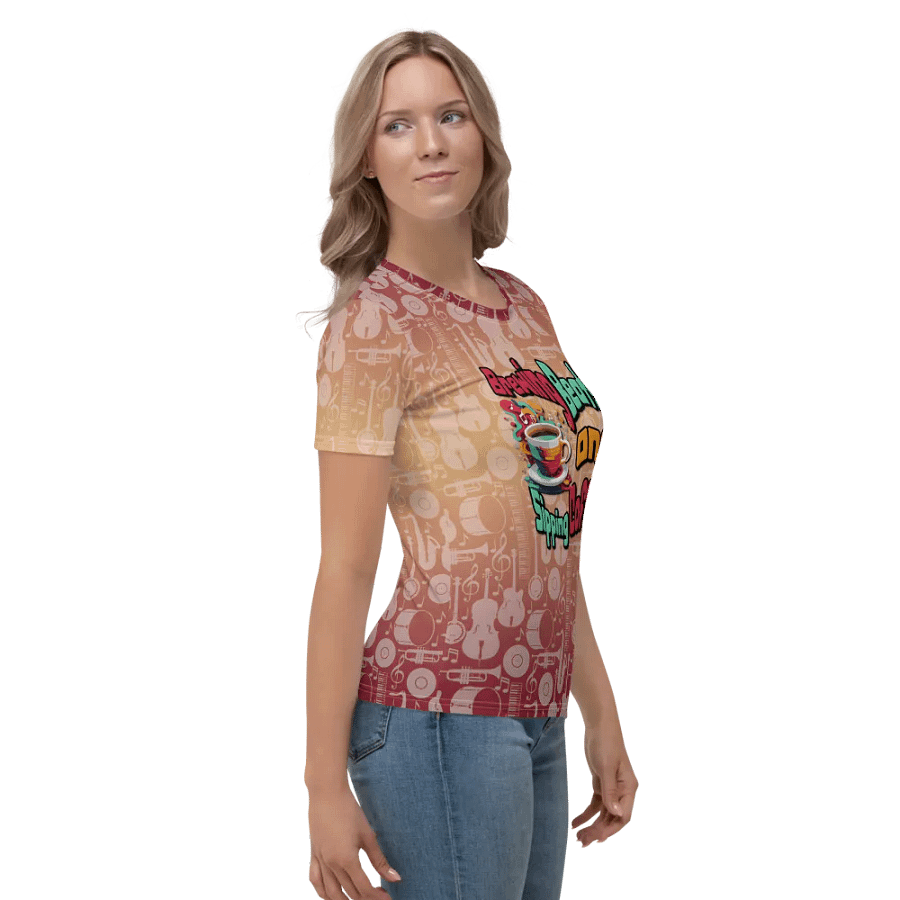 Brewing Beats and Sipping Coffee All Over Print T-shirt product image (4)