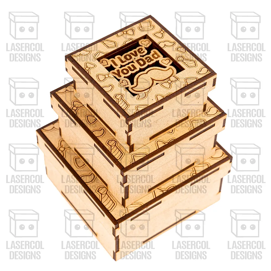Father's Day Gift Boxes Bundle (10 Styles, Set 1-2) - Laser Cut Files product image (8)