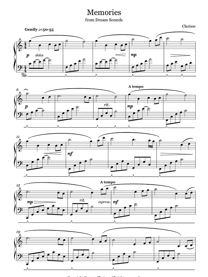 Memories - Sheet Music product image (1)