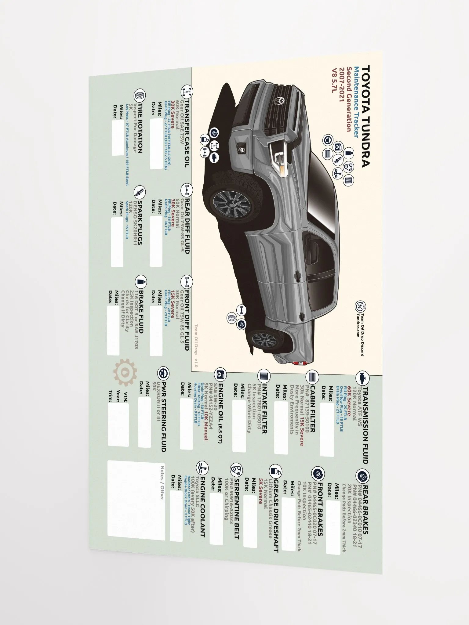 2nd Gen Tundra Maintenance Tracker - Silver / Cement product image (4)