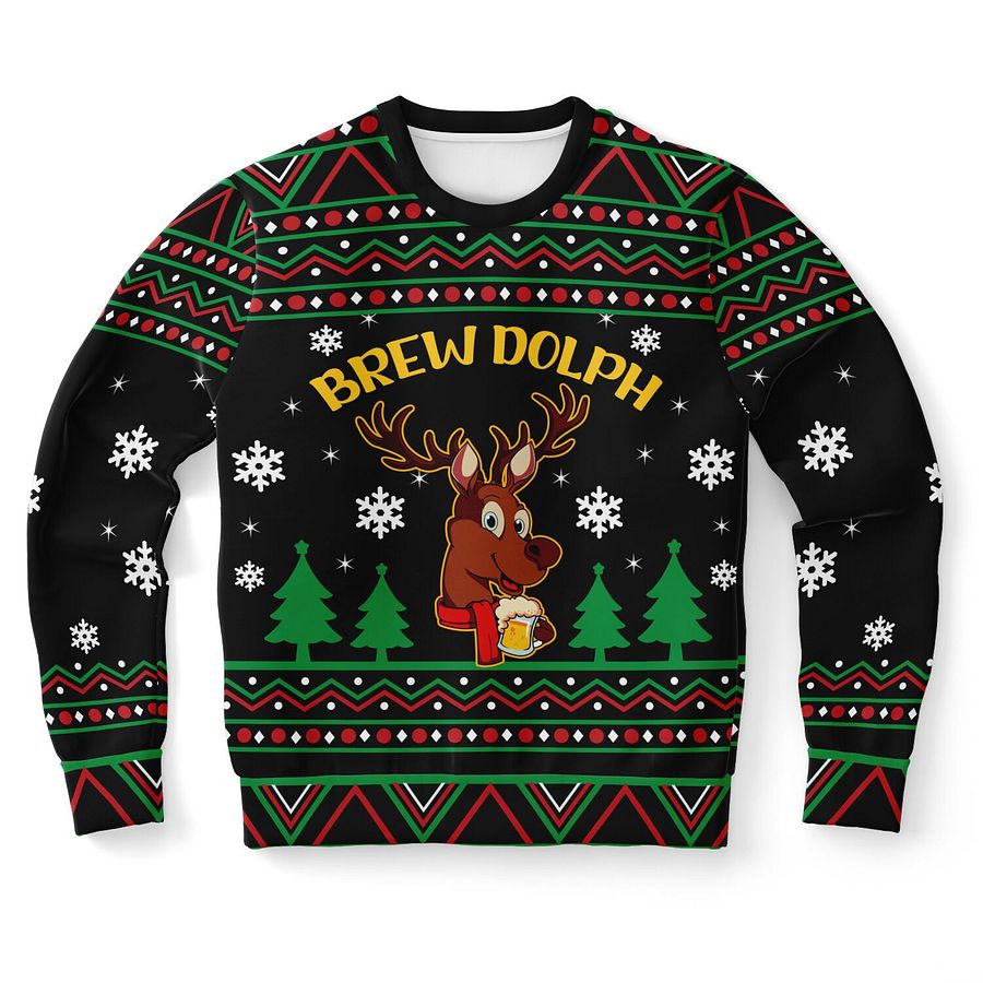 "Brew Dolph" Beer Christmas Sweatshirt | Funny Reindeer Holiday Sweater | Beer Lover Winter Outfit | Ugly Christmas Party Gift product image (9)
