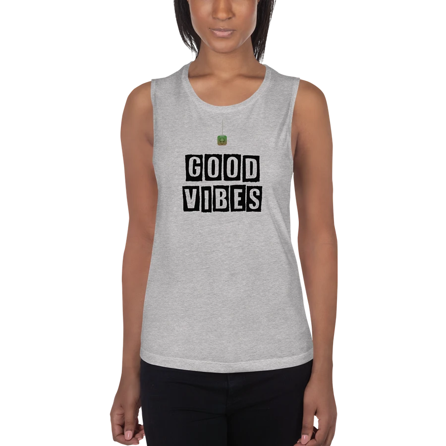 Good Vibes Ladies Vest Top Black Lettering product image (1)