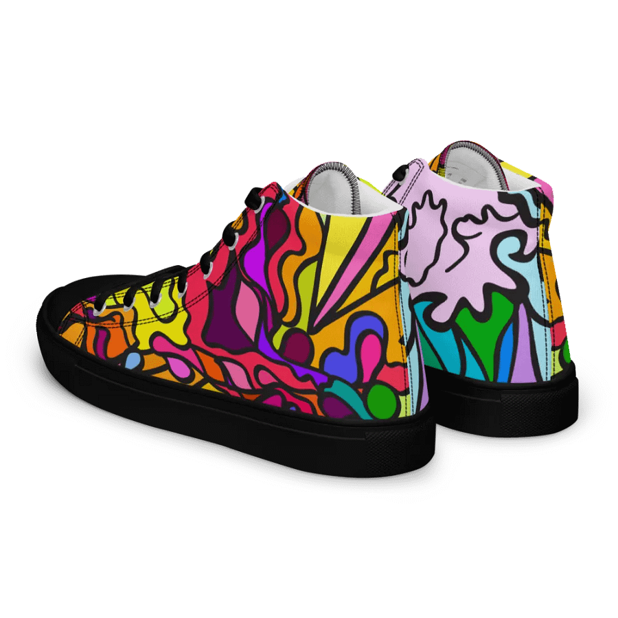 Fluidity in Color Men's High Top Canvas Shoes - Wave at Sunset product image (6)