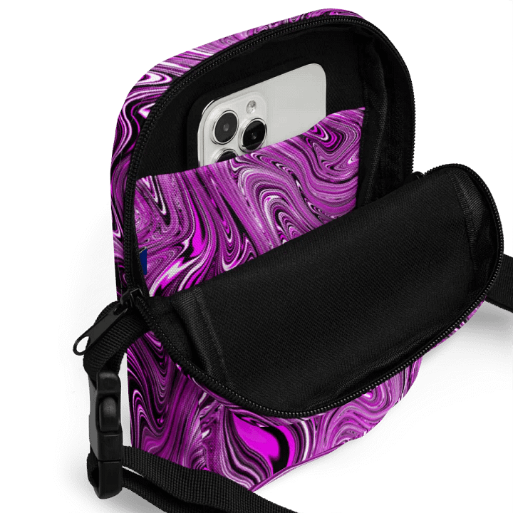 Utility Crossbody Bag - Purple and White Fluid Swirls product image (2)