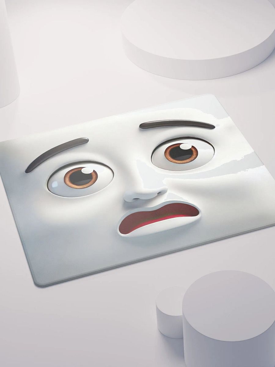 Worried Cartoon Face Premium Mouse Pad: Make Work More Playful! product image (4)